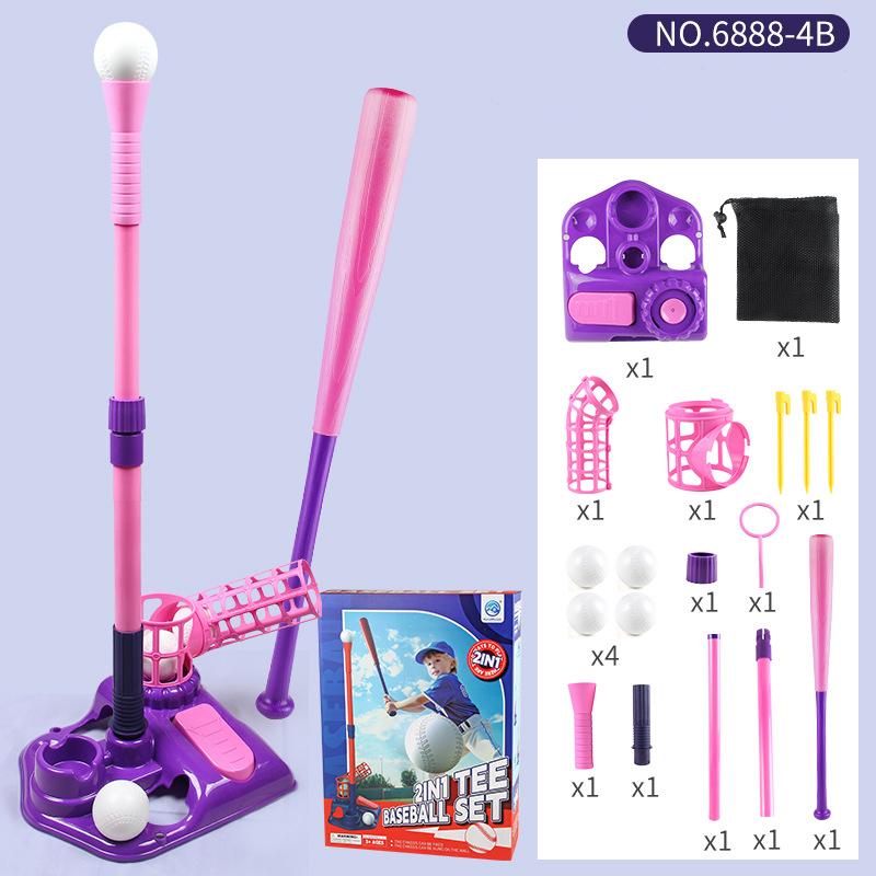 3-in-1 Kids Baseball Set for Ages 3-5/5-8, Batting Tee, Stand Tee, Pitching Machine with 4 Plastic Softballs & Bat