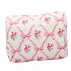 Cosmetic Bag Floral Bow Print Pattern Machine Washable 3.2L Quilted Cotton Makeup Bag for Travel Toiletries