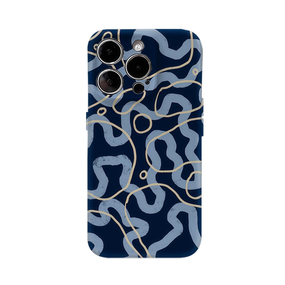 

Navy Waves Gold & Blue Phone Case for IPhone 17AIR 16E 16 15 14 13 12 11 17 Pro Max Plus Double-layer Back Cover IPHONE13MINI