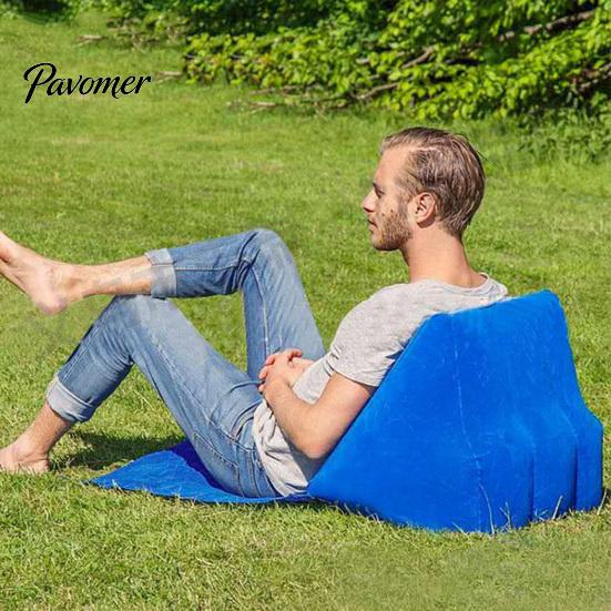 Foldable Camping Pillow Outdoor Triangular Cushion PVC Flocking Inflatable Portable Folding Summer Beach Lying Travel Equipment