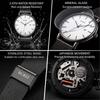 BUREI Men's Stylish Waterproof Analog Quartz Watch Stainless Steel Band