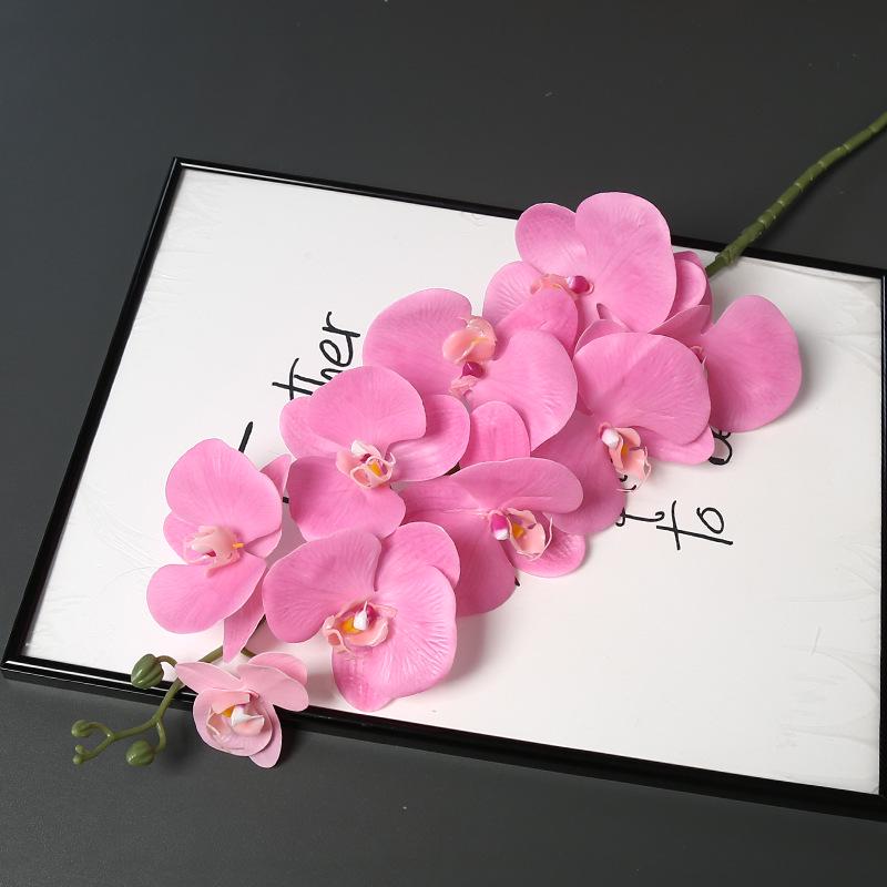 Long Stem 9-Head Phalaenopsis Orchid Artificial Floral Decoration for Weddings and Home
