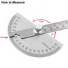 Stainless Steel Angle Meter Protractor with Metal Finder 180 Degree Goniometer for Woodworking Measurement Tool