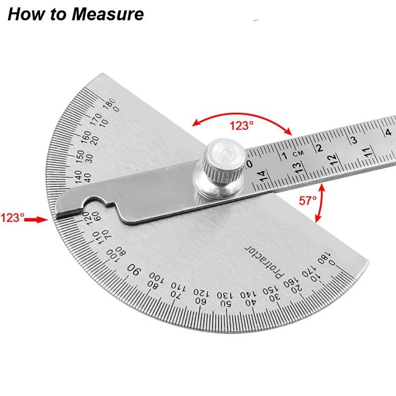 Stainless Steel Angle Meter Protractor with Metal Finder 180 Degree Goniometer for Woodworking Measurement Tool