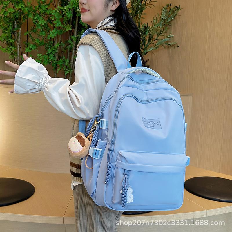 Schoolbag Solid Color Cream Japanese Backpack Ins Girl College Style College Student School Bag Casual Versatile High School Backpack