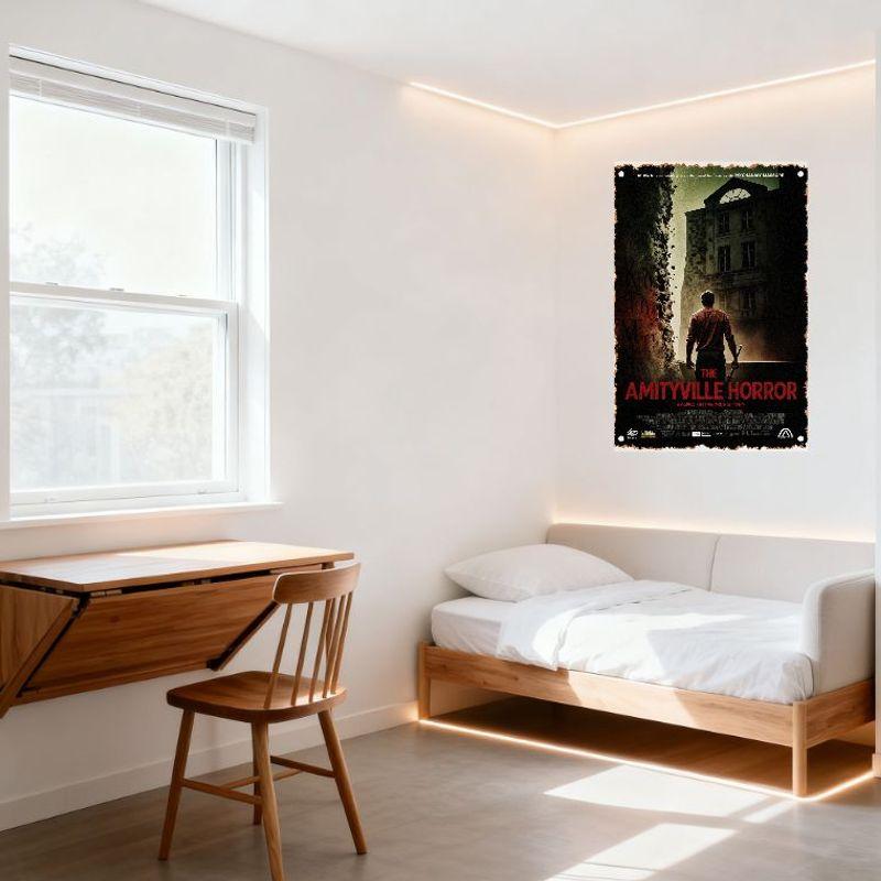The Amityville Horror Vintage Metal Tin Sign Distressed Gritty Movie Poster Wall Decor Haunted House Art for Bar Cafe Man Cave