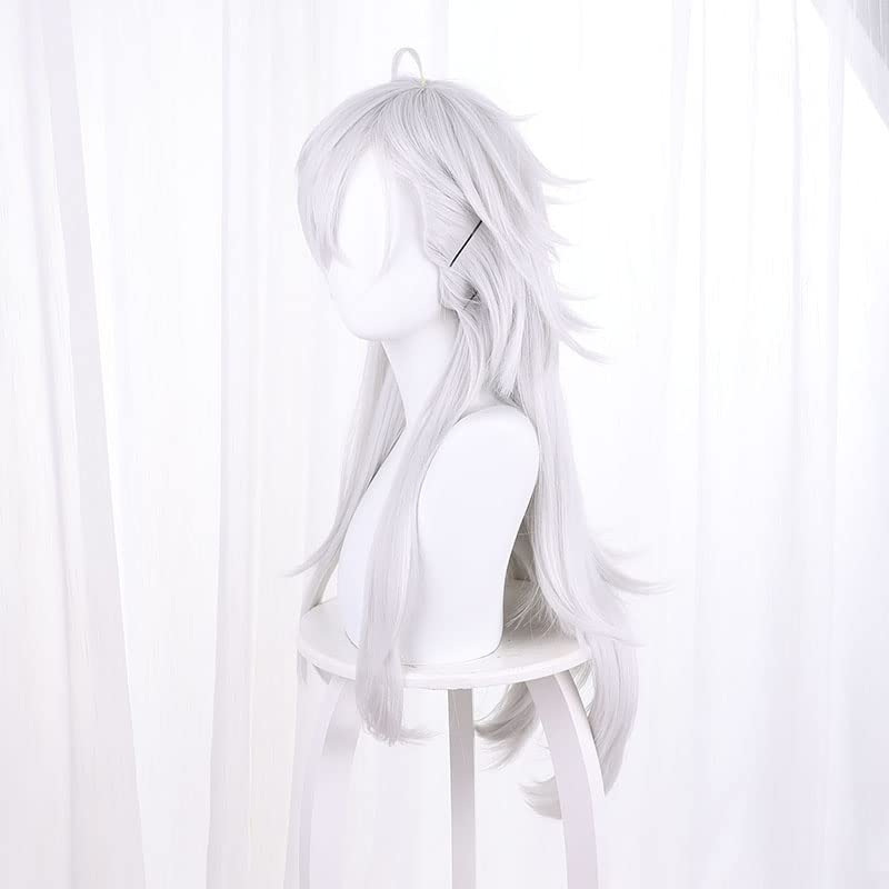 Kuzuha Cosplay Perfect for and Festivals Wig, White/Silver, Heat-Resistant, 80cm, Cosplay, Photoshoots,