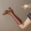 Shoes for Women 2024 New Fashion Pointed Toe Thick Heel Women's Knee High Boots Winter Warm Brown Long Boots