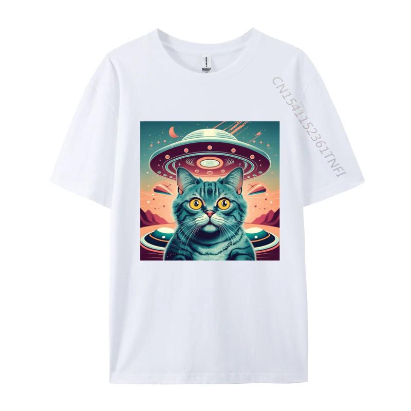 Elegant Cat Selfie Ufo Tshirt High Quality Men T Shirt Cosie Tops Shirt Unique Printed Funky Tshirt