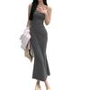 Summer 2026 New Threaded Black Suspender Dress Women's Sexy Spice Girl Skinny Stepmother Hip Wrap Medium Dress