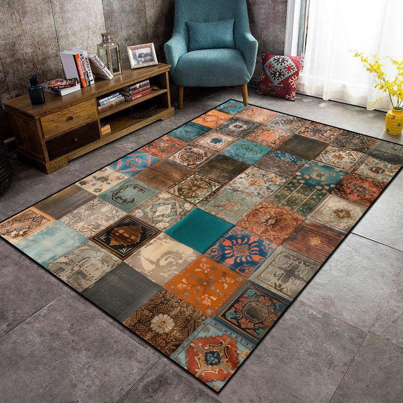 Bohemian Retro Living Room Carpets BOHO Abstract Home Large Rug Hallway Doorway Entrance Door Mat Room Decor Foot Mat Washable