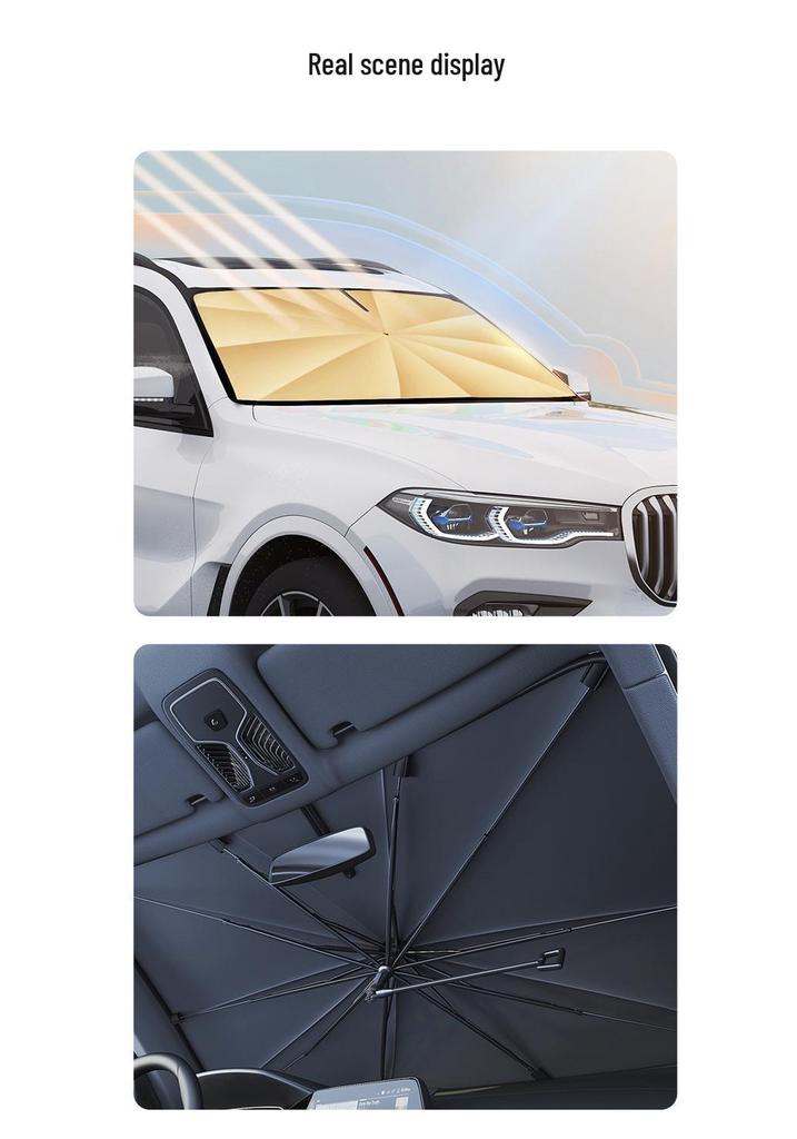 Black Gold Titanium Car Sunshade - Front Windshield Heat Insulation Sun Protection