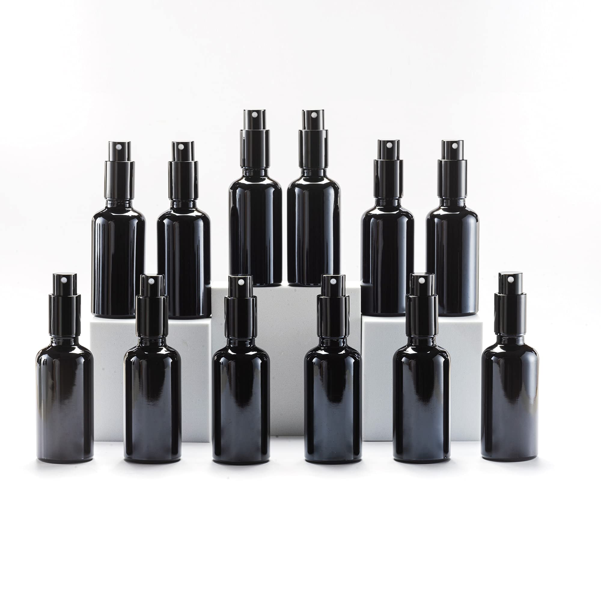 Yizhao Light-Blocking Spray Bottle 50ML Black, Glass Sprayer, Light-Blocking Bottle, Pressurized Spray Bottle (Glass Bottle/Atomizer), Refillable Bott