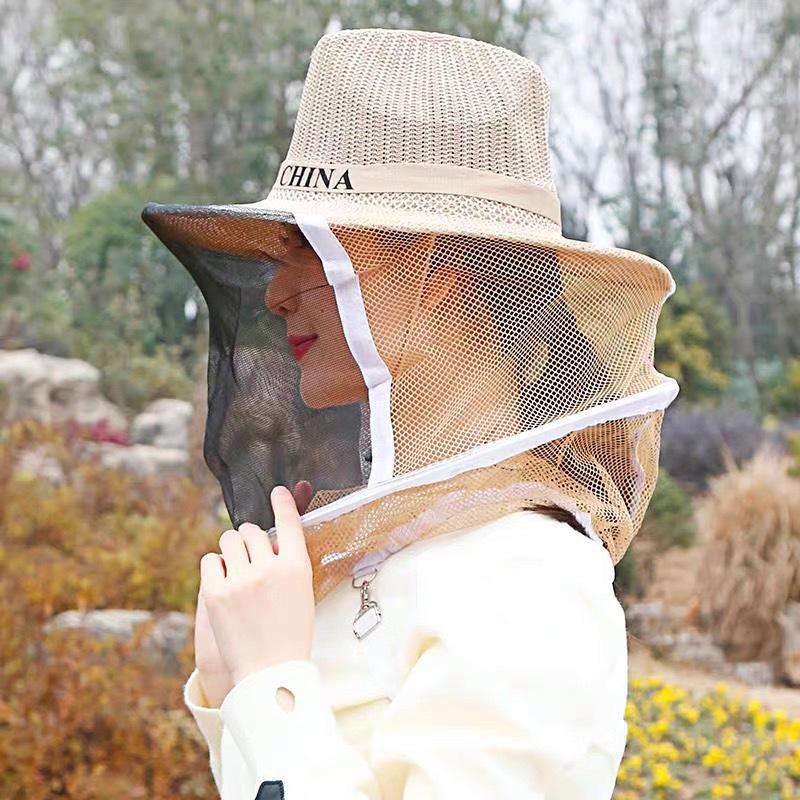 Beekeeper Anti-Bee Denim Hat with Steel-Ring Mosquito Net Face Veil