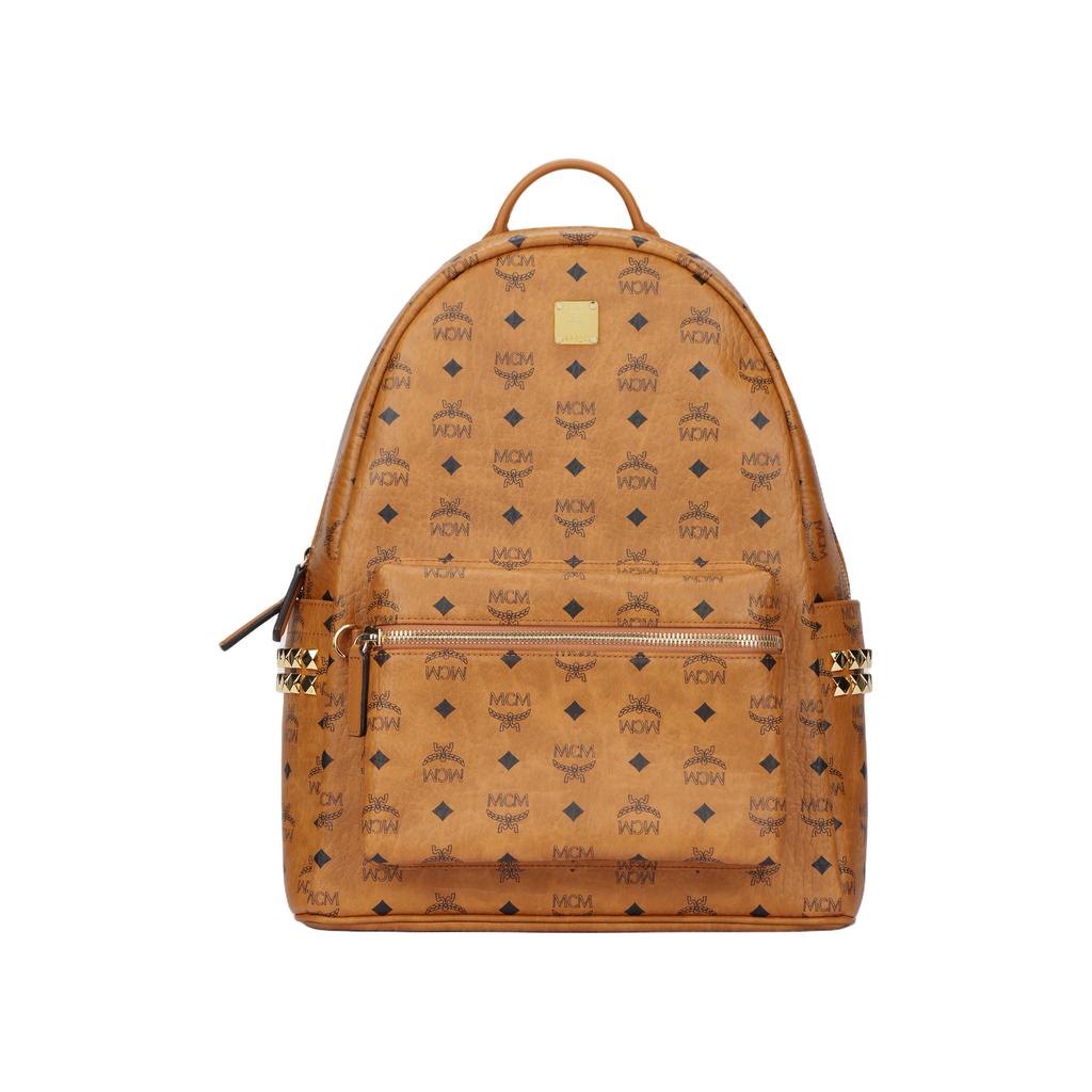 MCM Stark Nappa Leather Trim Backpack Unisex Brown Cognac MMKAAVE09CO001