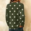 Cardigan de Tricô Casual Feminino com Estampa de Bolinhas, Manga Longa, Fechamento Frontal com Botões, Casaco Suéter para Outono