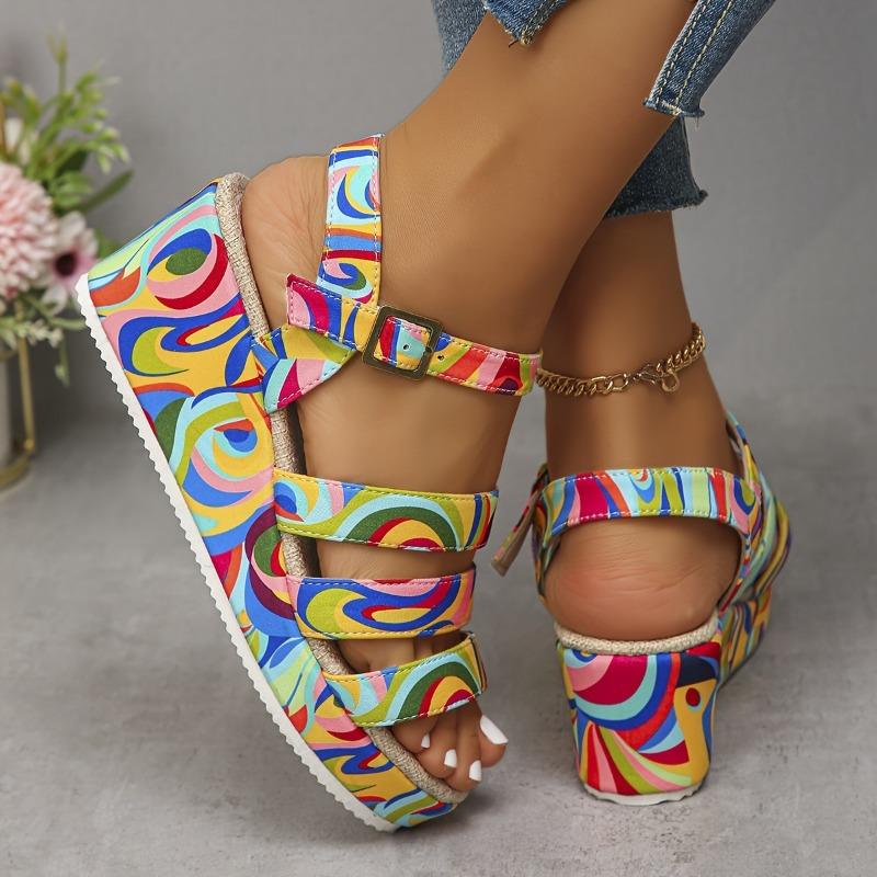 New Sandals Fashion Versatile Thick Soled High Heels Slope Heels High End Women's Shoes Designed Comfort Patterns Roman Shoes