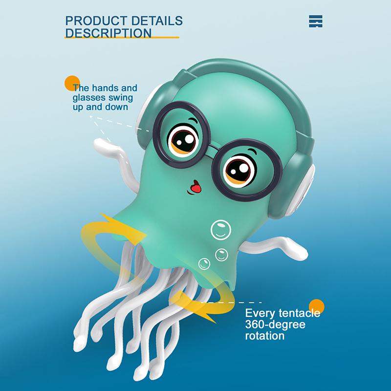 Dancing Crawling Jellyfish Kid Tummy Time Toys, Light-Up Walking Moving Jellyfish With Music & Obstacle Avoidance