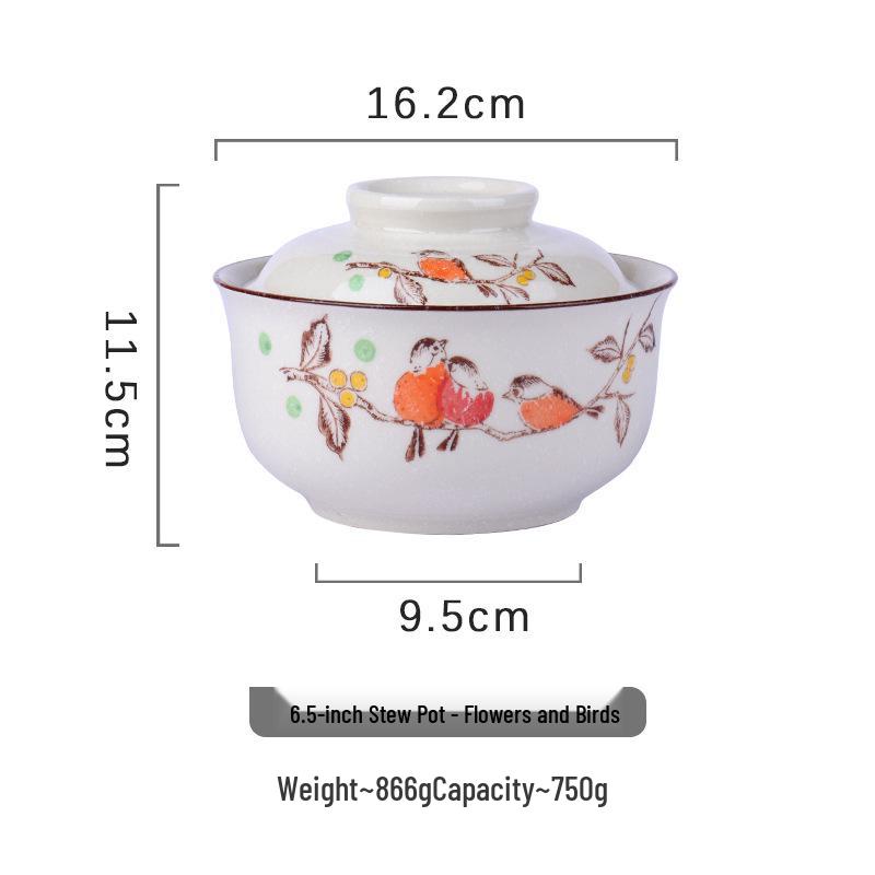 Underglaze Ceramic Bowl for Noodles, Soup, Stew, & Baked Rice - Ideal for Dorms & Restaurants