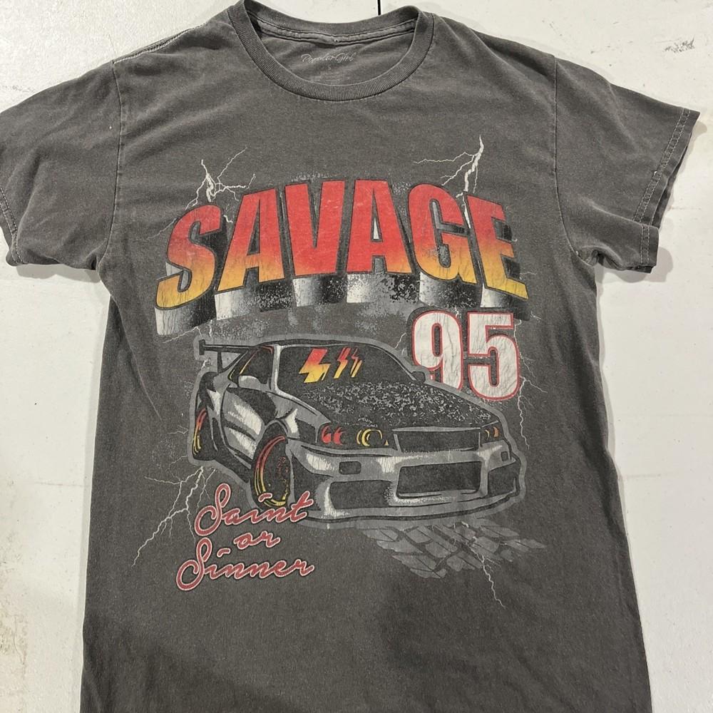 Savage 95 Racing Tee; Popular Girl Style; Trendy Streetwear Graphic Shirt Unisex T-Shirt L