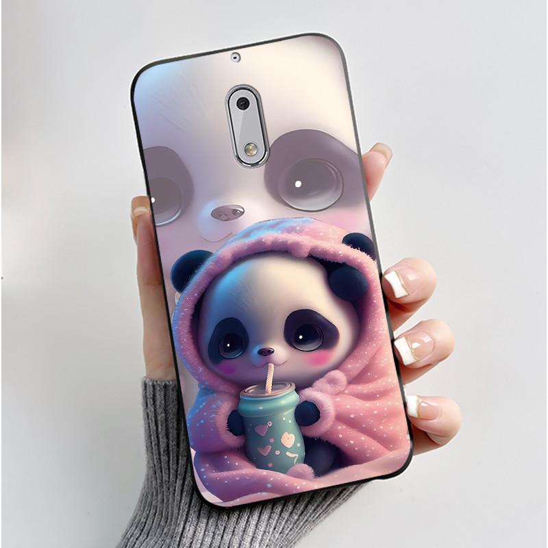 Soft TPU Case For Nokia 6 6.1 Plus Nokia6 Phone Case Luxury Cute Love Rabbit Funny Cartoon Black Silicone Shockproof Back Cover