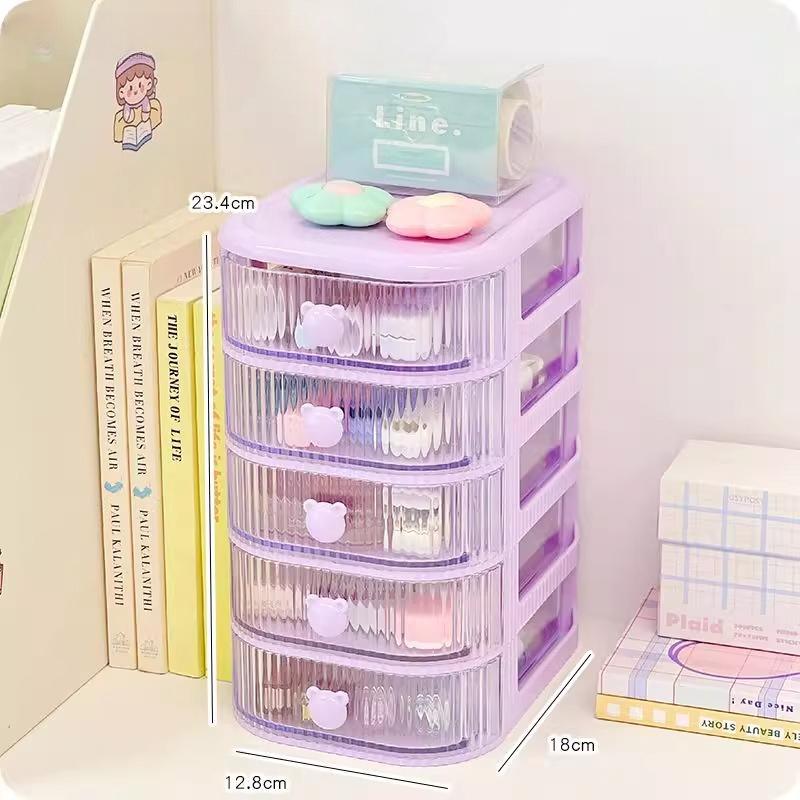 Desktop Multi-layer Drawer Storage Box Organizer Desktop Stationery Box Pen Holder Cute Children's Hair Accessories Storage Rack