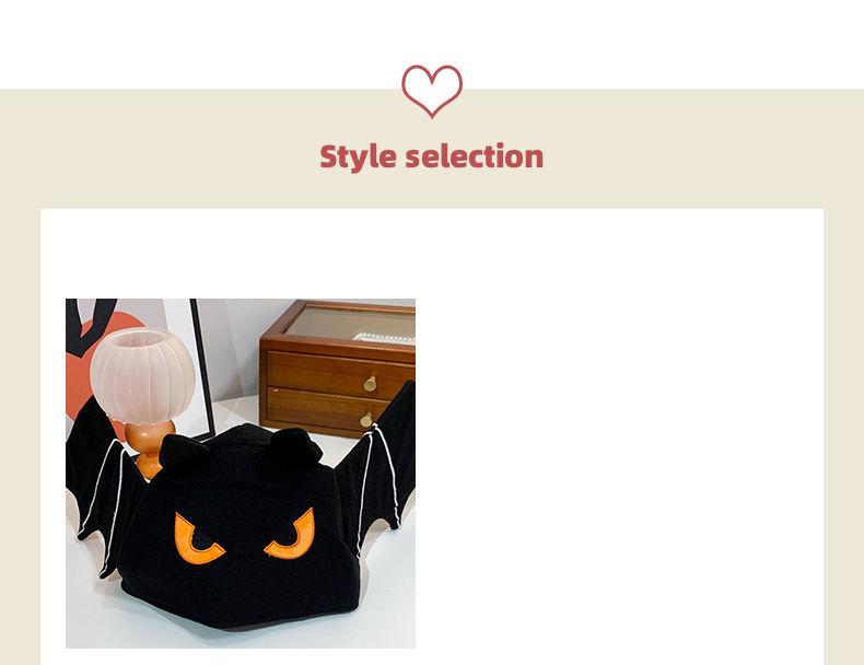 Halloween Cute Black Bat Plush Hat with Big Wings for Cosplay & Photos