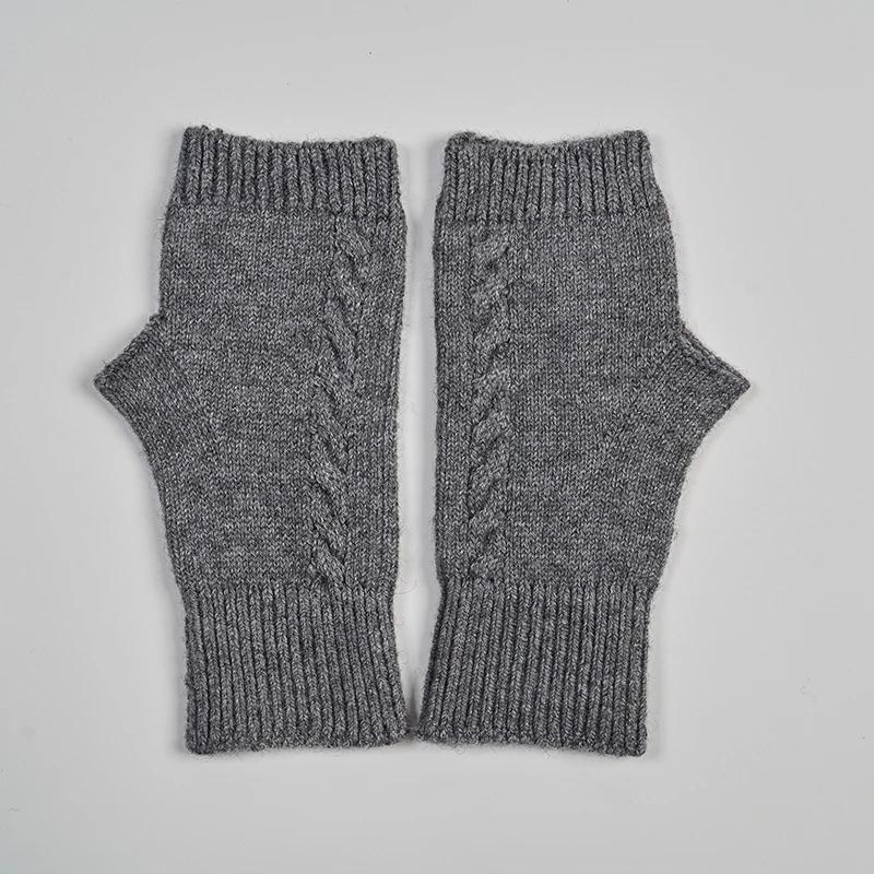 Women's Winter Knitted Fingerless Gloves Cashmere Short Half Finger Wrist Twist Hand Warmer Stretch Mitten for Girls