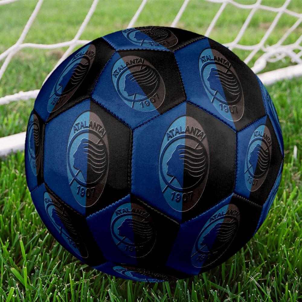 Atalanta BC Logo Size 5 Soccer Ball, Machine-Stitched PVC, Durable & High Bounce, All Ages Fit, Fan Merchandise, Matches & Outdoor Use.