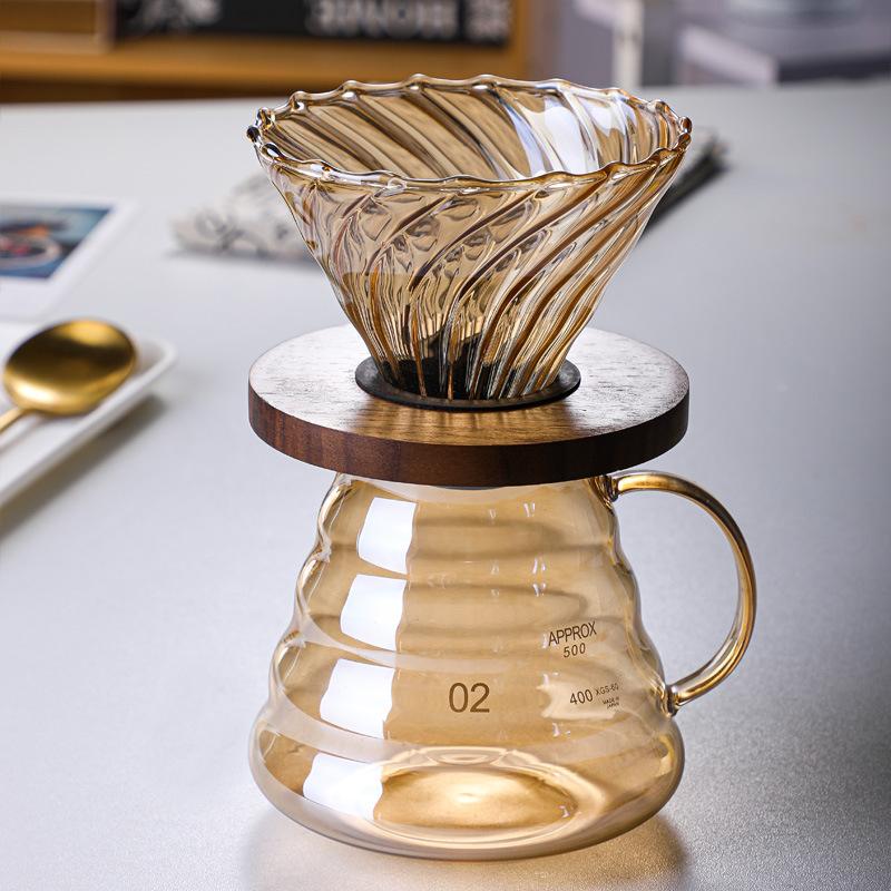 500ml Durable Glass Brewed Coffee Pot Brown Filtering Cup Glass Percolator Funnel Drip Pot Coffee Filter Home Coffee Supplies