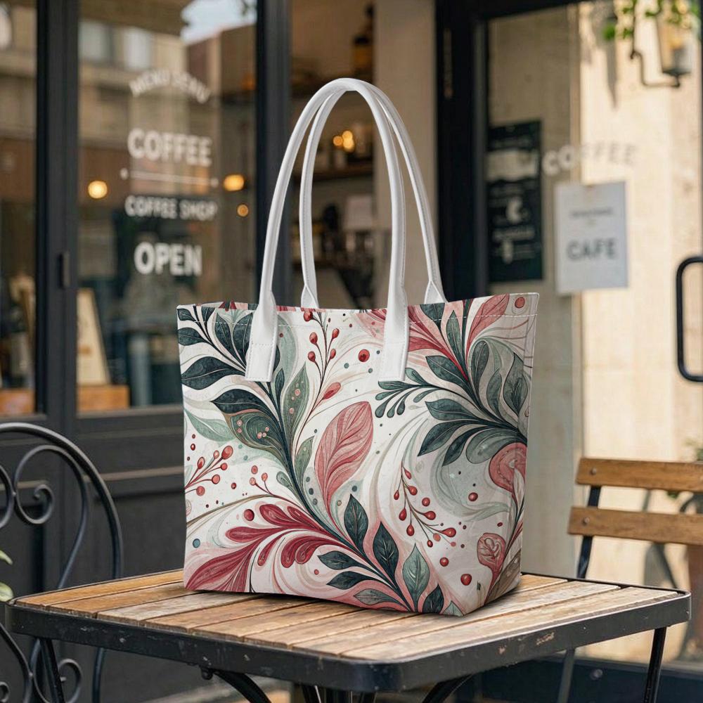 Elegant Floral Print Shoulder Bag Women Daily Carry Tote Stylish Casual Commuter Handbag
