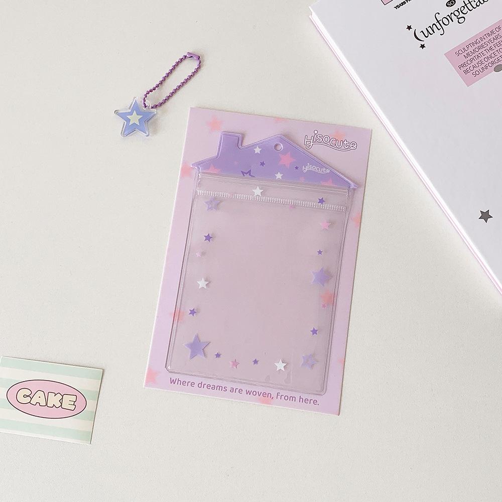 INS Transparent Small House Shaped PVC Badge Holder Doll Storage Bag Candy Bags Photocard Holder Cartoon Bag Pendant Card Holder