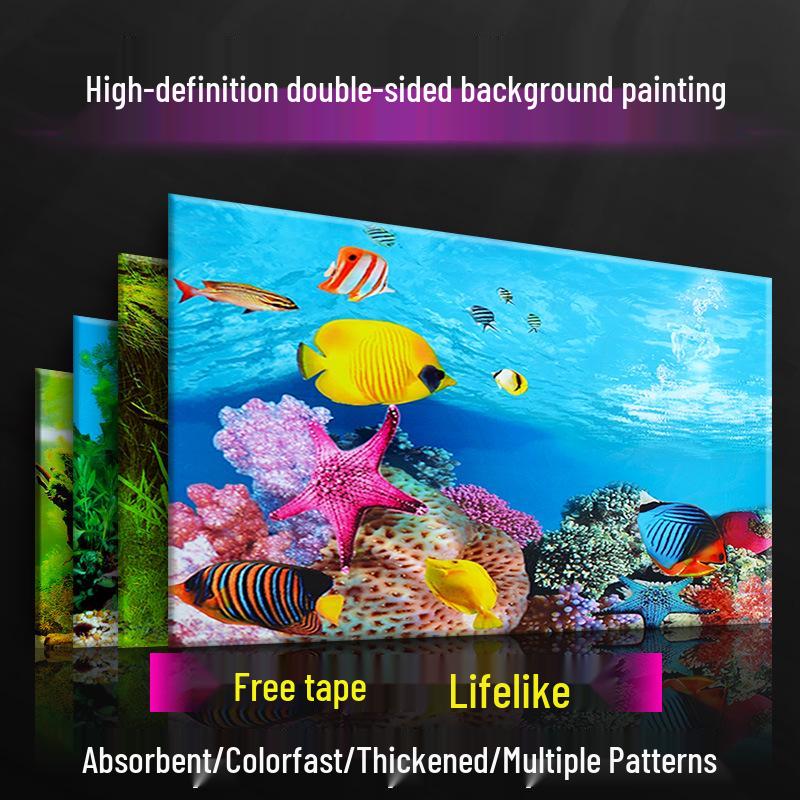 3D Double-Sided HD Aquarium Wallpaper & Fish Tank Background Sticker