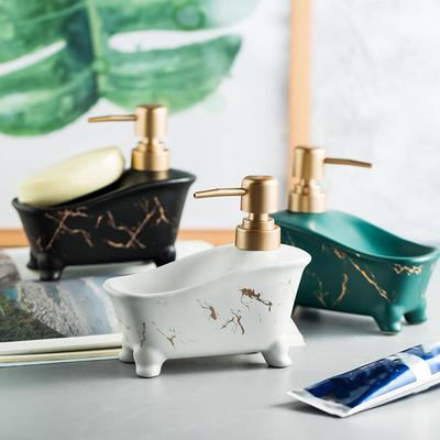 Badrum Keramik Flytande Tvål Lotion Dispenser Badkar Utseende 350ml Schampo