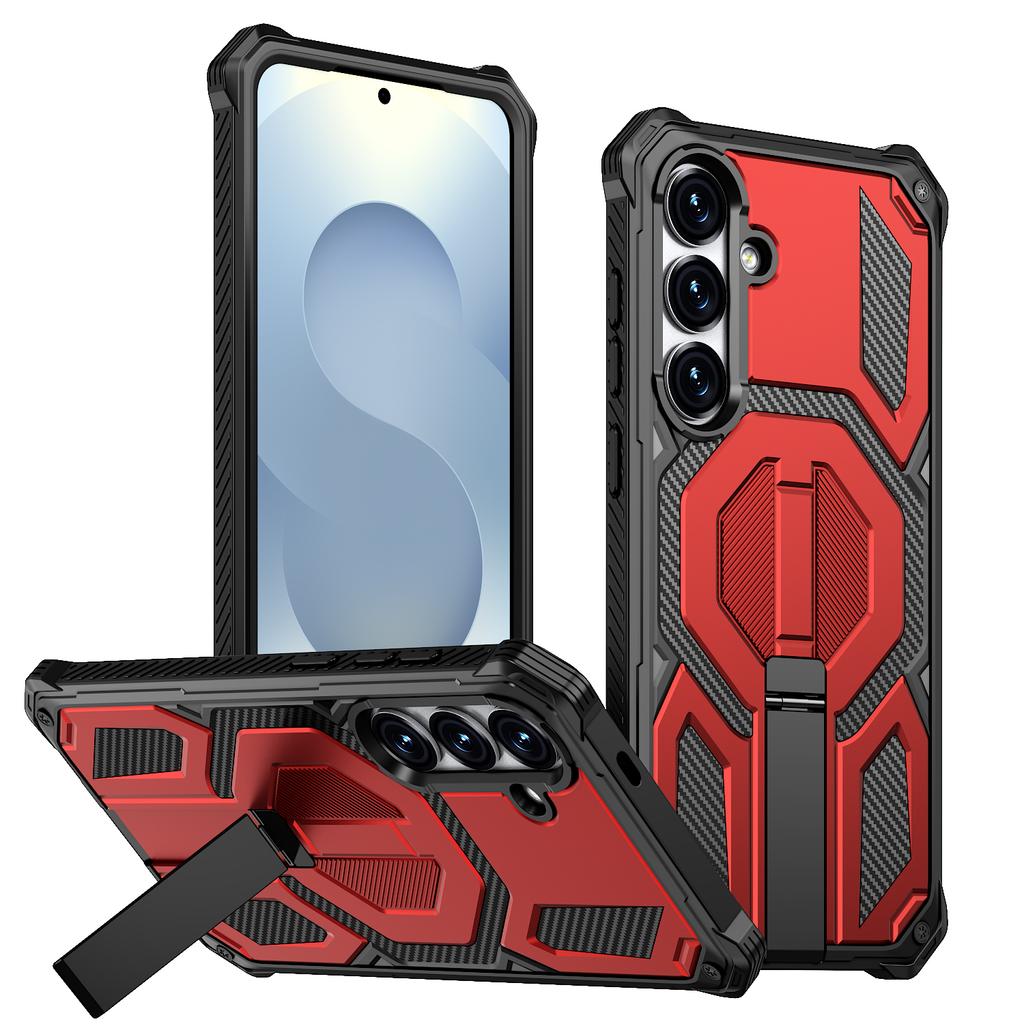 For Samsung Galaxy S25 Magnetic Case Rotating Kickstand PC + TPU Shockproof Drop-proof Phone Cover