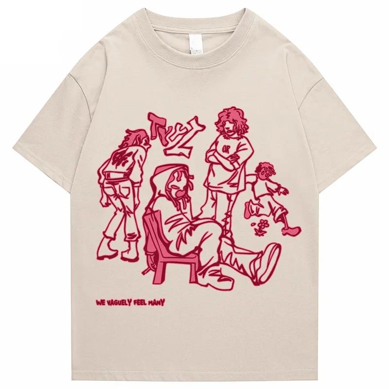 Tshirt Unisex s Street Clothing Hiphop Skull Cartoon Pattern Tshirt Neutral Cotton Unisex Women Tshirt Top 2026 New Summer