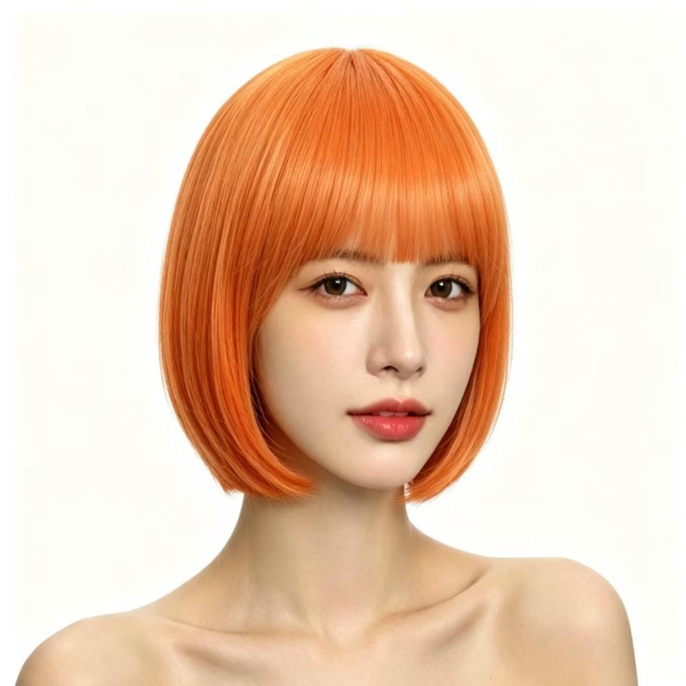 Bunte Lebendige Bob-Perücke Cosplay Kurzes Gerades Bob-Haar für Abschlussfeierlichkeiten