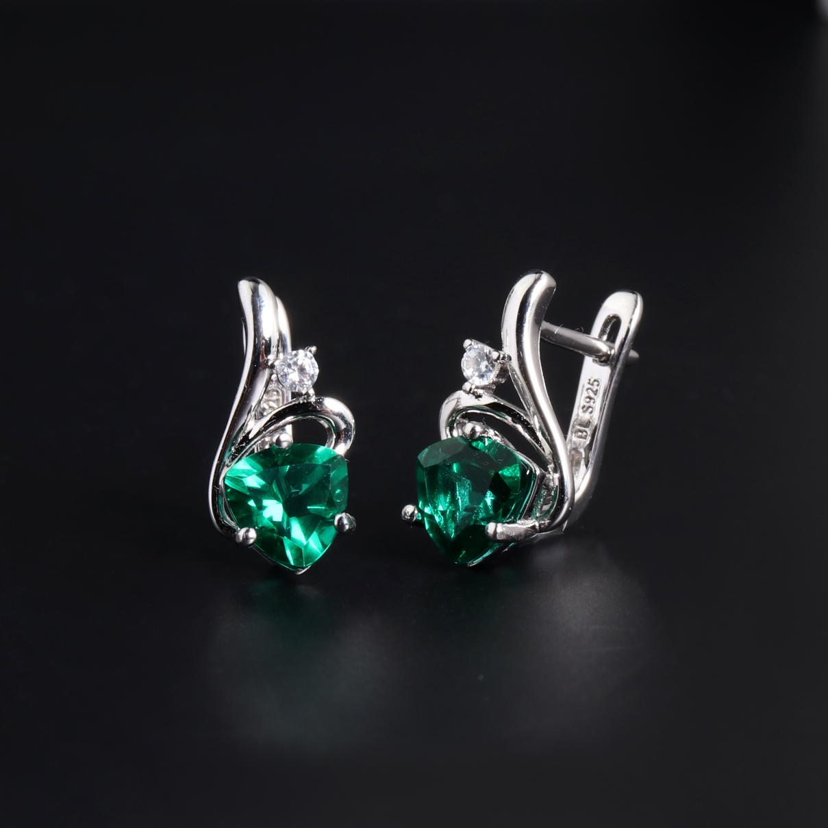 

Нежные Великолепные Серьги, созданные из треугольного 7,0 мм изумрудного Нано серебра 925 пробы, ювелирные изделия для женского банкета и подарка на день рождения M зелёный