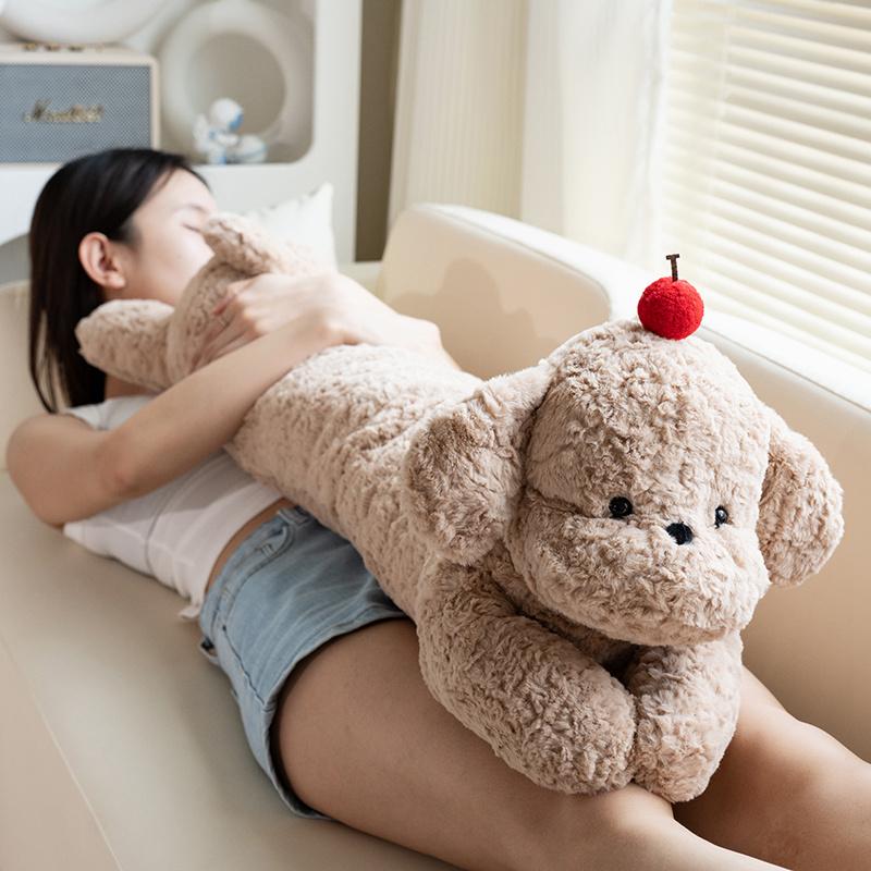 100cm Cartoon High Quality Giant Long Dog Plush Doll Pillow Curly Brown White Black Cherry Dog Plush Toy Home Decor Girls Gift