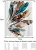 Boho Feather Shower Curtain Colorful Feathers Pattern Artistic Tribal Style Waterproof Bathroom Decor Accessory With Hooks