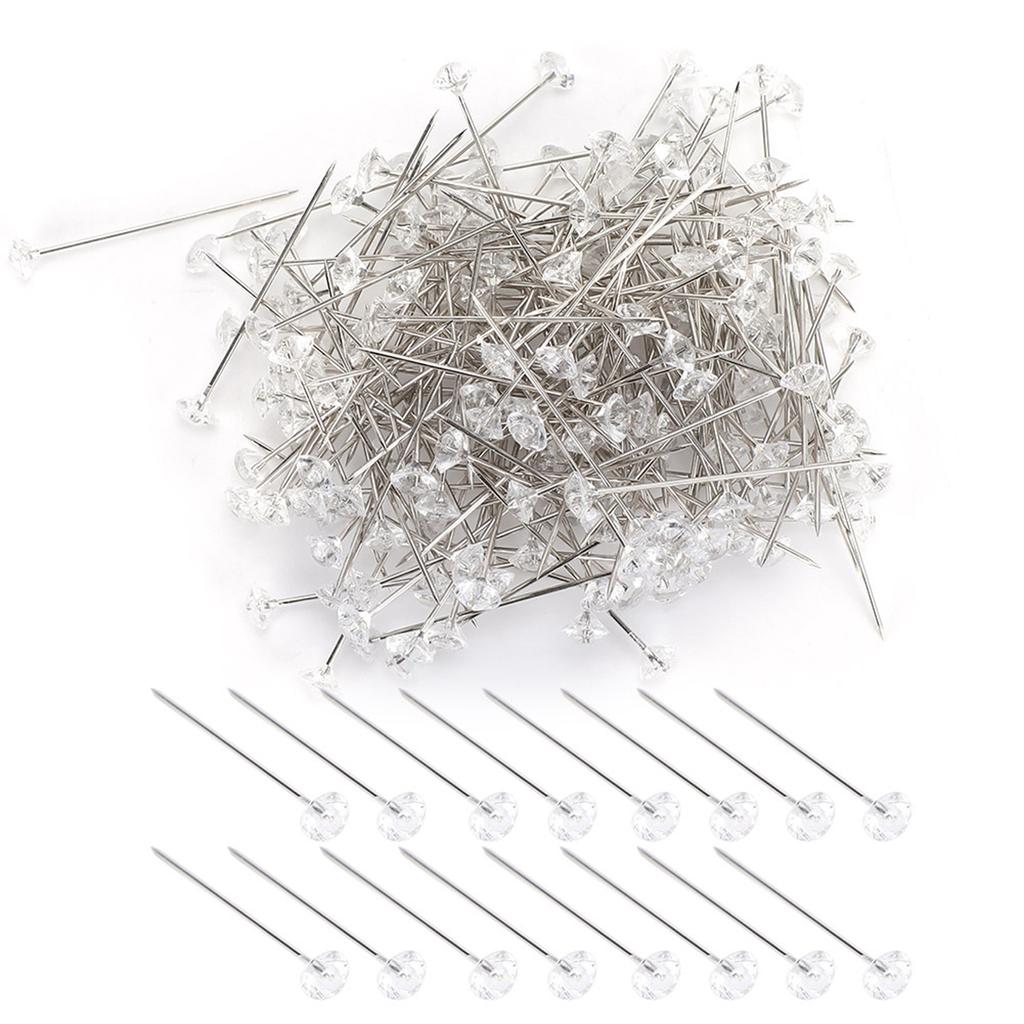 200Pcs Flower Bouquet Pins Brooch Sewing Crystal Head Pearl Needle for Wedding Jewelry Decoration