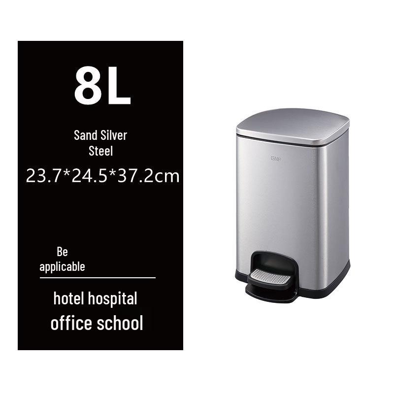 50L Stainless Steel Commercial Trash Can with Large Foot Pedal for Hotels and Shopping Malls