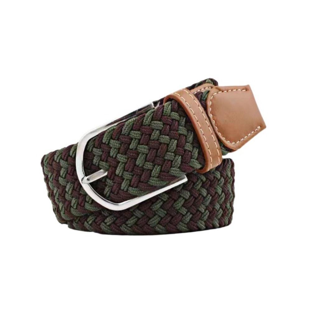 Multicolored Elastic Braided Belt No Hole Men's Waistband Durable Stretch Woven Belt  Women