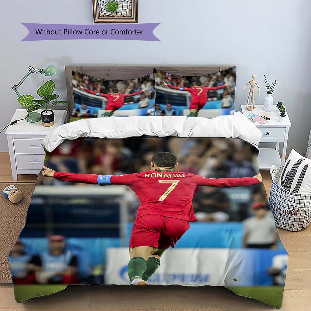 Biancheria da letto con motivo Cristiano Ronaldo Decorazione per la casa Regalo di compleanno (1 * copripiumino + 2 * federa, senza nucleo)