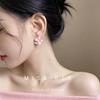 Elegant Pink Enamel Flower Earrings: Luxurious Gradient Drip Glaze Studs with Zirconia Detailing