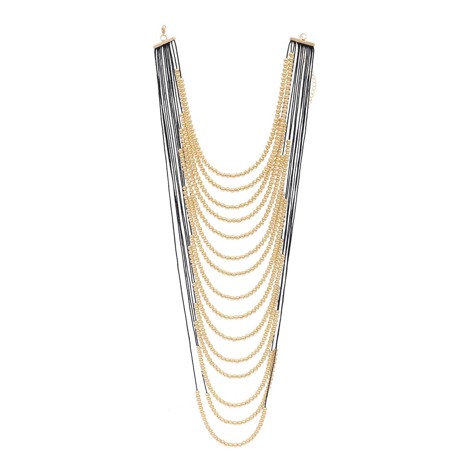 

Элегантное многослойное ожерелье из бусин, каскадная цепочка на ключицу, регулируемая длина, шейная цепочка для любителей богемного стиля золотой