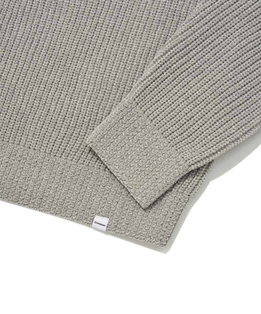COVERNAT Velvet Box Authentic Logo Crew Neck Knit Light Grey