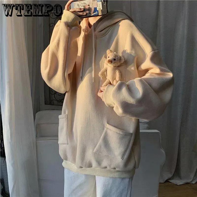 Autumn Design Top Coat Sweatshirts Loose Personality Hooded Send Cute Bear Sweater Men