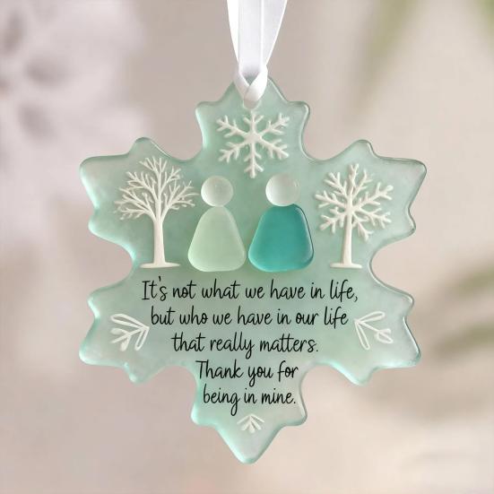 Yousheng Snowflake-Shaped Sea Glass Friendship Decor Handcrafted Sea Glass Art Friendship Keepsake for Best Friends Coastal Snowflake Ornament