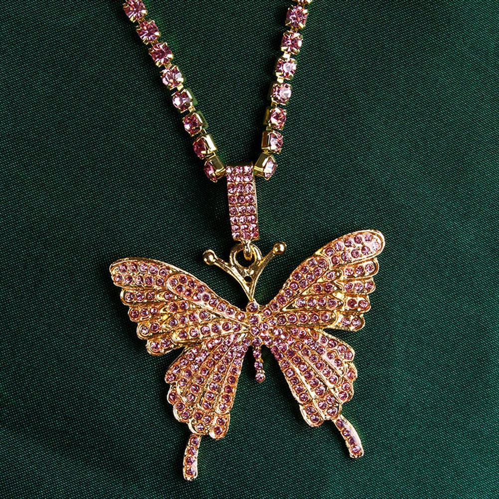 Damenmode Chic Shiny Hollow Schmetterling Halskette Anhänger